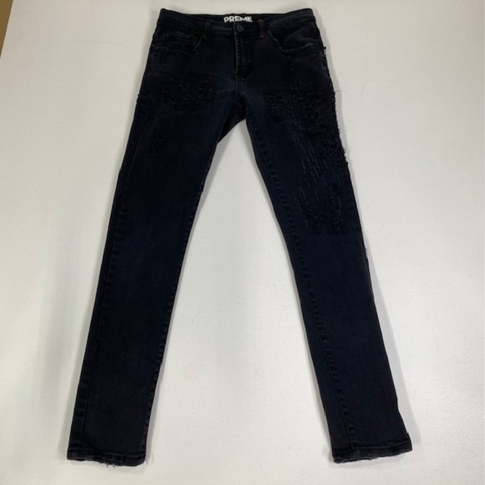 PREME Distressed Black Wash Slim‎ Fit Denim Jeans 32x32 (32x30 Actual)